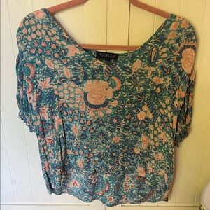 Rachel Zoe Women's Floral Blouse - Blue and Peach